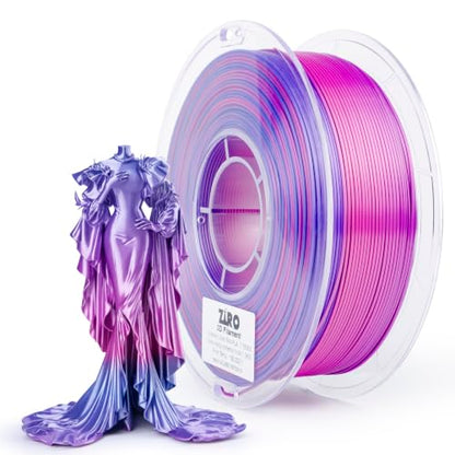 ZIRO Shining Fast Color Change PLA, Multicolors Filament 2.2lbs, Romantic - color: Romantic (Silky)