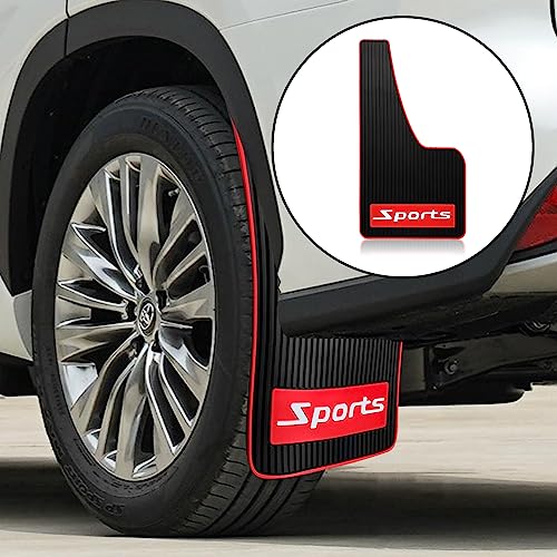 4 pcs Car Mud Flaps Universal Rubber Mudguard - Soft Material Automotive Fender - Splash Guards Rubber mud Guard Universal Pickup SUV - No Collision Universal 43cm23cm0.5cm - color: Black Red (Long)