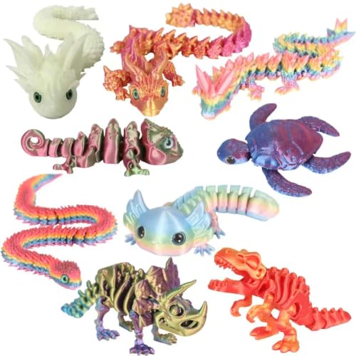 9 PCS 3D Printed Animal Toys,3D Printed Toys for Children with Autism Unique Home and Office Decor,Birthday Gifts and Halloween Fillers