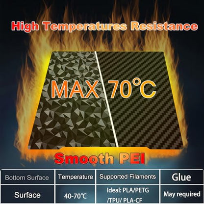 254x241mm 3D Printer Build Plate Smooth PEO+Smooth PET Spring Steel Sheet for Prusa I3 MK3/MK3S/MK3S+/MK2.5S Heated Bed (Carbon Fiber + Diamond Pattern) - size: 254x241mm