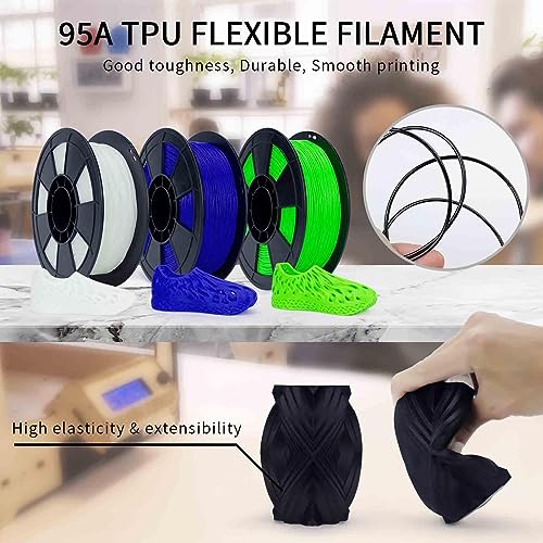 ZIRO TPU Filament 1.75mm, 0.8KG/1.8lbs Spool, Fit Most FDM Printers, Black - color: Black