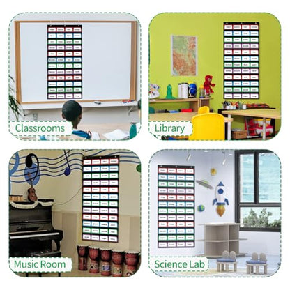 ANCOMEDO 20”W x 48.25”H Classroom Words Pocket Chart with 12 Clear Pockets, Black Standard Pocket Chart for Classroom and Home for Sentence Strips, Reusable Clear Pocket Hanging Words Chart (Black) - size: 20Wx48.25H