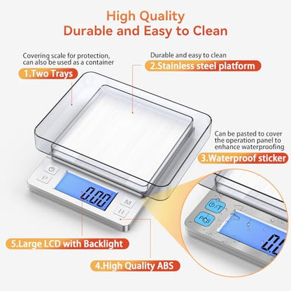 BOMATA 0.01g Small Digital Gram Scale, Upgraded 1kg Jewelry Scale - size: 0.01g/1kg Silver (Non-Rechargeable)