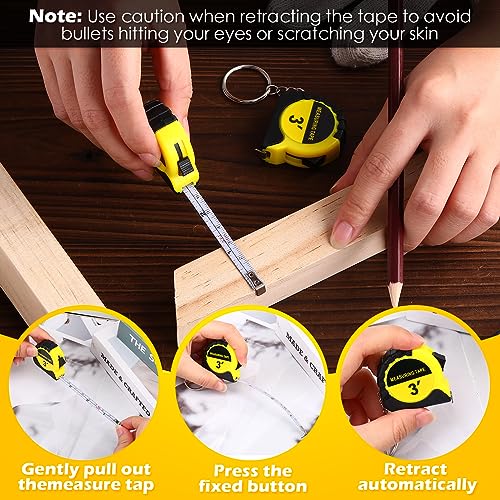 Kanayu 50 Pcs Mini Measuring Tape with Keychain, 3 ft, Yellow - color: Yellow, size: 3 ft