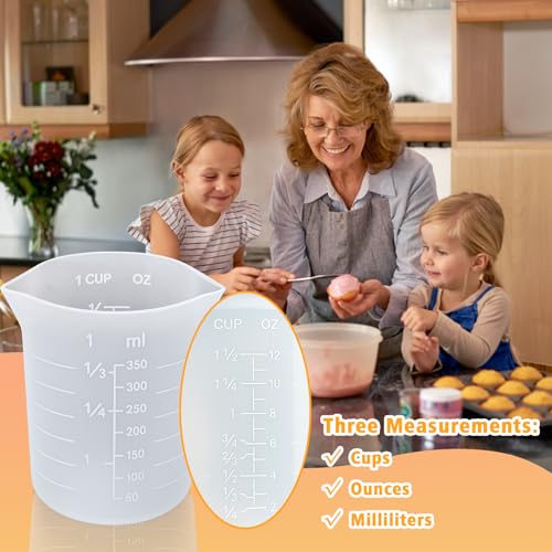 Palksky Silicone Measuring Cups for Melting Chocolate, 6PCS Chocolate Melting Cup with 250 & 350ml Capacity, Reusable Baking Supplies for DIY Chocolate Molds - size: 250ml*3+350ml*3