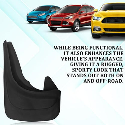Mud Flaps Splash Guard, Front and Rear Tire Protector No Drilling Large Mud Guards Fenders Universal for Cars Trucks SUVs All Weather Wheel Mudgflaps Automotive Exterior Accessories (Set of 2)