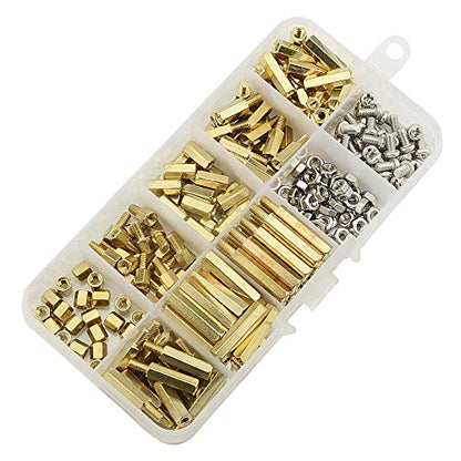 240Pcs M3 Brass Male-Female Hex Brass Spacer Standoff Screw Nut Assortment Kit and Stainless Steel Screw Nut Set