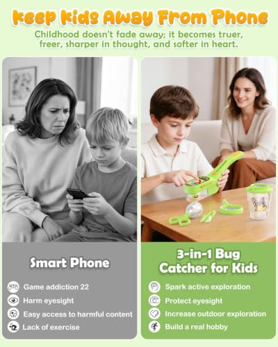 Bug Catcher for Kids,Kids Microscope,3-in-1 Insect Catching Kit for Kid - color: Ligth green