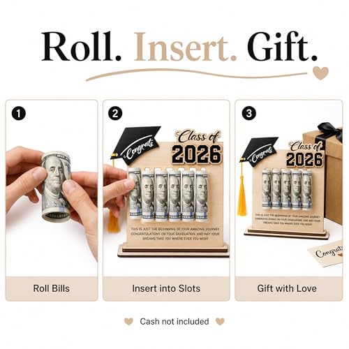 KATINAT Class of 2026 Graduation Money Holder 2026, Wooden Graduation Money Cash, Unique Graduate Gifts for Him Her Daughter Son Seniors, Graduation Gifts - color: Class Of 2026