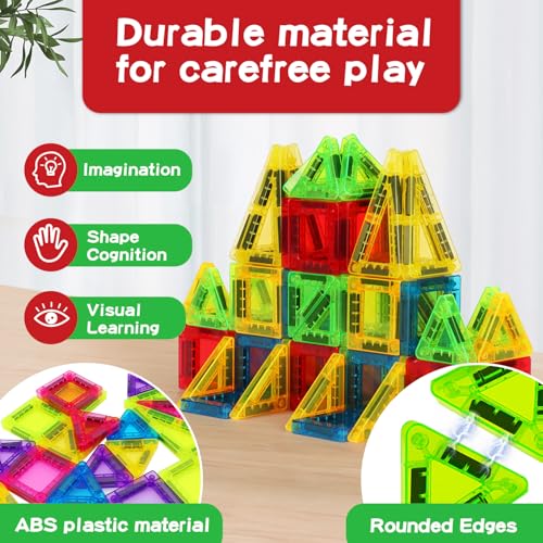 56Pcs Travel Magnetic Tiles, Mini Magnet Tiles Travel Set with Case - color: Color-3