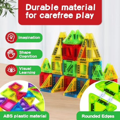 56Pcs Travel Magnetic Tiles, Mini Magnet Tiles Travel Set with Case - color: Color-3