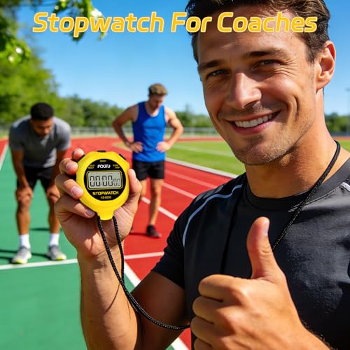 Digital Simple Basic Stopwatch Timer, Silent Stop Watch for Kids Coaches - color: Yellow