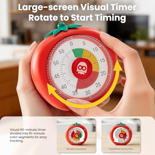 Magnetic Visual Timer, 60-Minute Countdown for Kitchen Classroom Homework - color: Red