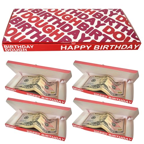 4 Pack Birthday Dough Gift Box – Funny Donut-Themed Money Holder for Cash, Gift Cards, Scratch-Offs – Gag Birthday Box for Men Women Family Friends – Foldable Treat Style - color: 4 Pack Dough