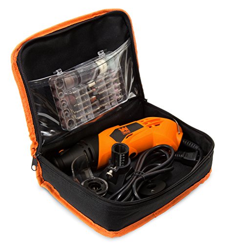 WEN 23114 1.4-Amp High-Powered Variable Speed Rotary Tool with Cutting Guide, LED Collar, 100+ Accessories, Carrying Case and Flex Shaft - size: Pack of 1, style: Corded Deluxe w/ Collars
