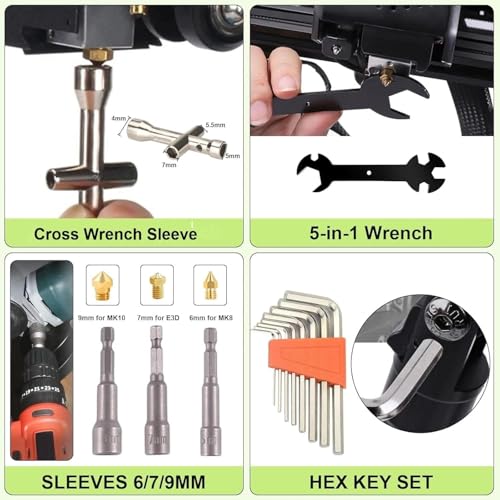 176 PCS 3D Printing Tool Kit, 3D Printing Accessories with Nozzle Cleaning Kit, Deburring Tool, Digital Caliper, Smoothing Tools, 3D Printer Tools for Model Measuring Removing Finishing 3D Print - color: 176PCS