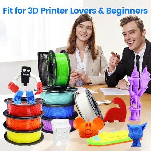 MIKA3D 8 Spools 1.75mm 3D Printing Filament PLA Bundle, 3D Printer PLA Red Orange Yellow Lime Green Cyan Blue Purple White 8 Beautiful Popular Bright Colors, 0.25kg/Spool, Total 2kg PLA - color: 8 Spools - White/Black/Red/Sapphire Blue/Lime Green/Pink/Ora
