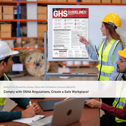 OSHA GHS Pictogram Guidelines Poster, 18 x 24 inches Safety Data Sheet Poster for Industrial Workplaces, GHS Safety Poster for Hazard Communication Standard with GHS pictograms - style: GHS Guidelines