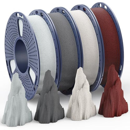 SUNLU Marble PLA Filament 1.75mm, 250g Spool, 4 Rolls Bundle - color: C-marblepla-4x250g-ashenconcrete+shadowstorm+forestgreen+brickred