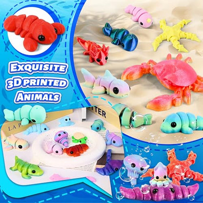 30 Pcs 3D Printed Animals Bulk Pack, Mini Sea Animal Figures - style: 30P Upgrade Ocean Animals