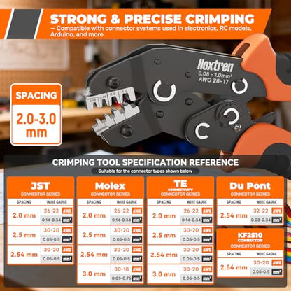 JST-SM 2.5mm Connector Kit with AWG28–17 Ratcheting Crimping Tool, 14 Sizes Wire Terminal Set for LED Strip, Car Interior Lights, RC, Motorcycle & DIY Wiring Electronics - size: JST-SM 2.5mm Kit