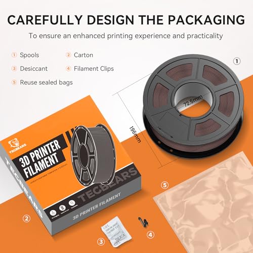 TECBEARS Black PLA Classic Filament Rapid 50-600mm/s Printing - color: 1kg Black