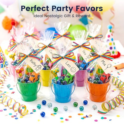 POPLAY 200PCS Marbles Bulk with Whistle, for Marbles Run and Racing Games - style: Multi-color clear marbles