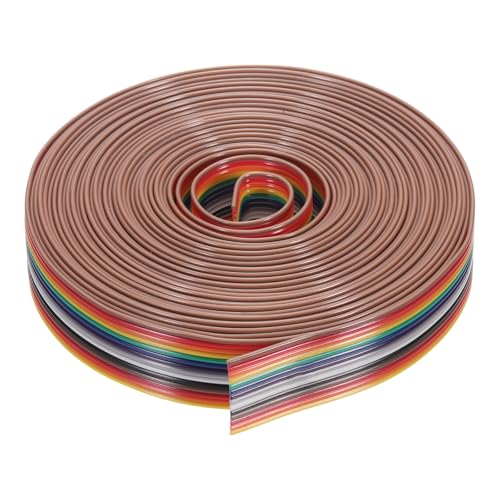 MECCANIXITY 1 Pcs 14 Pin Flat Rainbow Ribbon Cable 20 Ft 1.27mm Pitch Breadboard Jumper Wires for Electronic Projects - size: 20 Ft, style: 14P