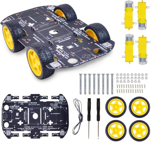 Robot Chassis 4WD Robot Car Smart Chassis Kit with 4 TT Motor for Arduino/Raspberry Pi/Jetson Nano, Smart Robotic Car Chassis DIY Learning Kit