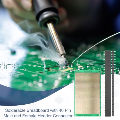5Pcs 12x7cm PCB Prototype Board w 40-Pin Headers, Green - size: 12x7cm(2.54mm Pitch/1.5mm T)