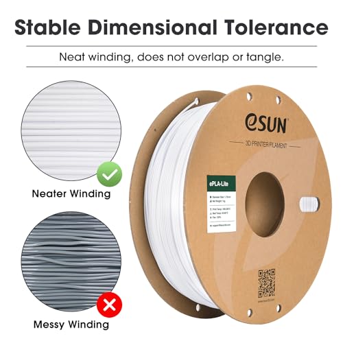 eSUN PLA Filament 1.75mm, High Toughness 3D Printer Filament Upgraded PLA Filament, Dimensional Accuracy +/- 0.03mm, 1KG Cardboard Spool (2.2 LBS) 3D Printing Filament for 3D Printers, Cold White - color: Cold White, size: PLA 1.75MM - 1KG