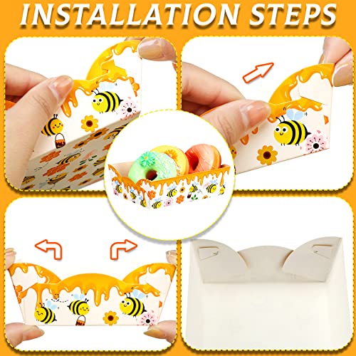Cunhill 60 Pack Paper Food Trays 1 Lb Disposable Carnival Bee - size: 1 lb, style: Bee
