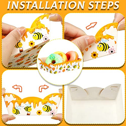 Cunhill 60 Pack Paper Food Trays 1 Lb Disposable Carnival Bee - size: 1 lb, style: Bee