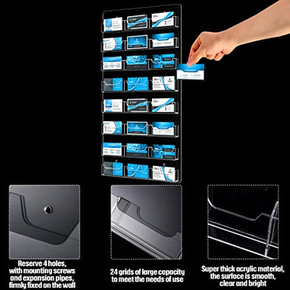 24 Pockets Business Card Holder Wall Mount Acrylic Business Card Holder