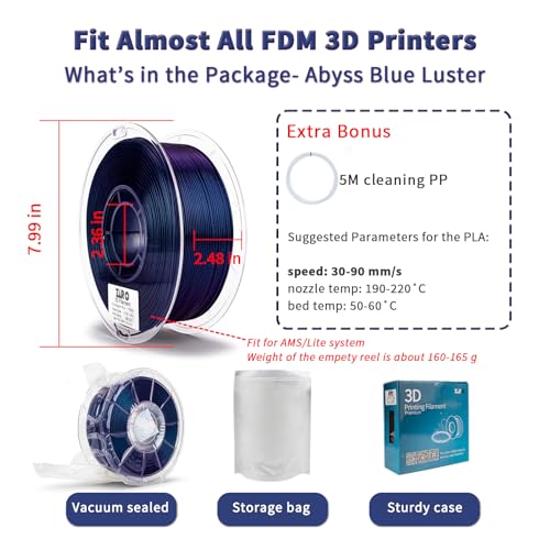 ZIRO Chameleon Series Filament, Super Sparkle PLA, Abyss Blue Luster - color: Abyss Blue Luster