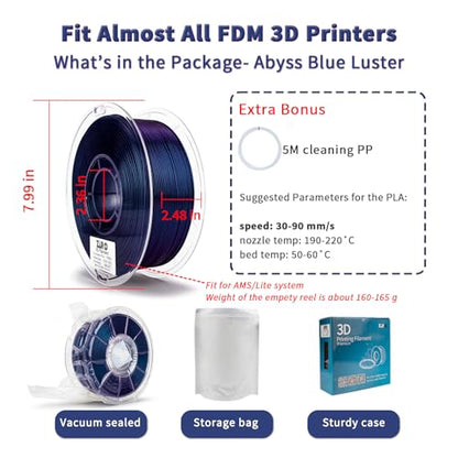 ZIRO Chameleon Series Filament, Super Sparkle PLA, Abyss Blue Luster - color: Abyss Blue Luster