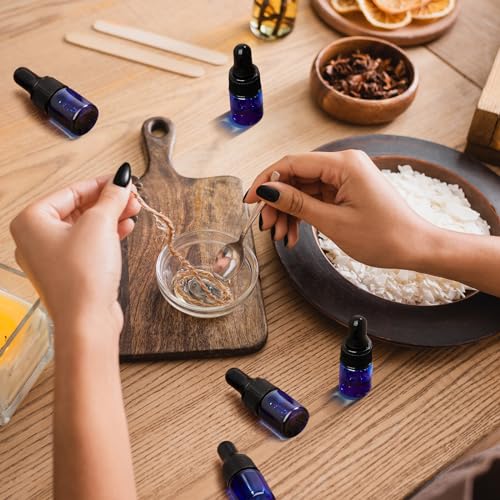 Didaey 100 Pcs Mini Glass Oil Dropper Bottle, 2 ml, Blue - color: Blue, size: 2 ml