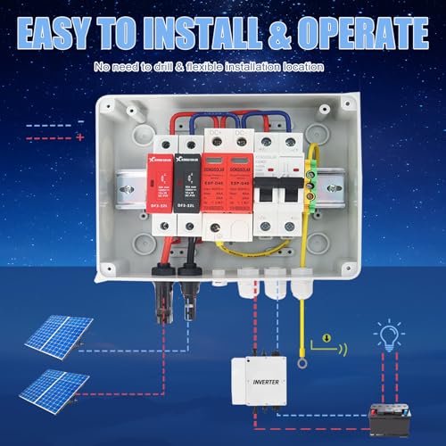 600V Solar PV Combiner Box, 1 String DC Disconnect Box with 15A Fuse - color: White-1 inputs and 1 Output