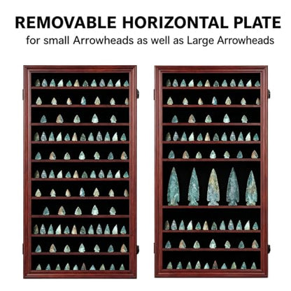 KCRasan Arrowhead Display Case Native American Arrowhead Shadow Box - size: Oversized Mahogany