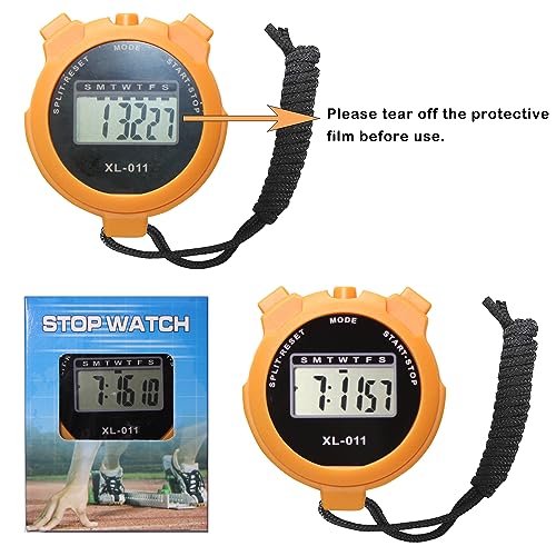 6-Pack Multi-Function Electronic Digital Sport Stopwatch Timer, Large Display with Date Time and Alarm Function, Sports Coaches Fitness Coaches and Referees
