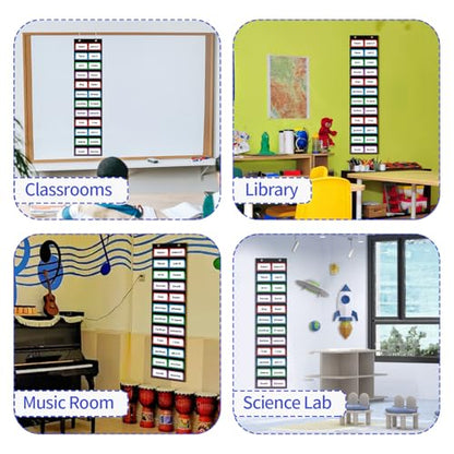 ANCOMEDO 10”W x 48.25”H Classroom Words Pocket Chart with 12 Clear Pockets, Black Standard Pocket Chart for Classroom and Home for Sentence Strips, Reusable Words Hanging Pocket Chart (Black) - size: 10Wx48.25H