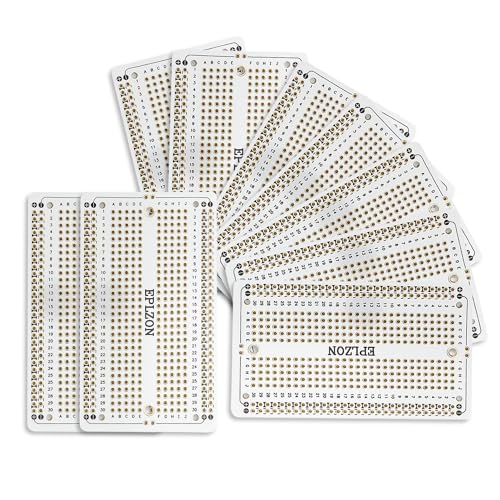 10 Pcs Solderable Breadboard PCB Board Gold-Plated Solder Breadboard for DIY Electronics Projects Apply to Soldering Projects 3.5"x2.05" (White) - color: White