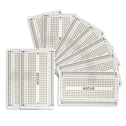 10 Pcs Solderable Breadboard PCB Board Gold-Plated Solder Breadboard for DIY Electronics Projects Apply to Soldering Projects 3.5"x2.05" (White) - color: White
