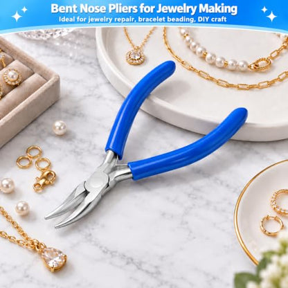 Bent Nose Pliers，Bent Chain-Nose for Crafting and Repair - color: Dark Blue-bent Nose Pliers