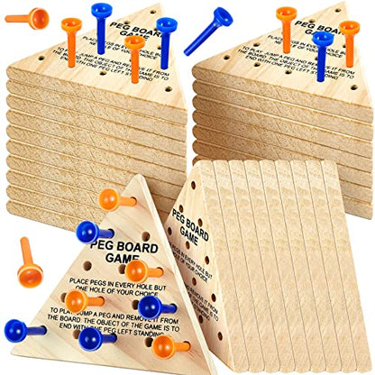 Deekin 24 Pack Wooden Triangle Peg Game Puzzle Classic Strategy Board