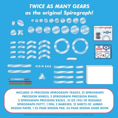 Spirograph Super Set –Arts and Crafts, Kids Toys, Art Supplies, Craft Supplies, Drawing Kit, Spiral Art, Classic Gear Design Kit, Case, Pens, Design Sheet Included, Ages 8+
