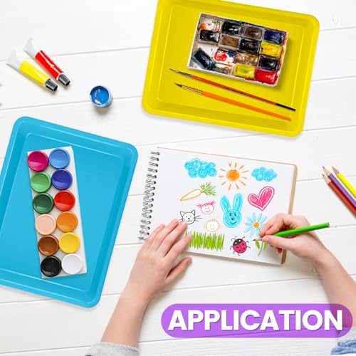 12 Colors Plastic Art Trays,12 Pack Colorful Activity Crafts Tray,Activity Serving Tray, Plastic Art Art Trays for DIY Projects,Beads,Painting,Jewelry