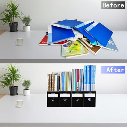 Limitliho 2 Pack Black Cardboard Magazine Holder for Desk or Shelves - color: Black
