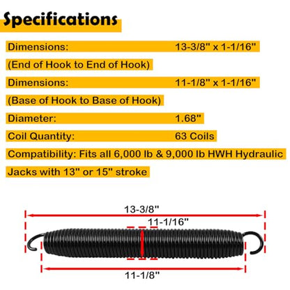 2Pcs R3847 Replacement Spring Kit Compatible with HWH Hydraulic Leveling Jacks, Fits 6,000 & 9,000 lb Systems, Black 13-3/8", Replace AP9867 AP9567 AP9551 AP9306 - color: 2Pcs