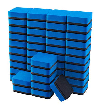 Favourde 48 Pack Magnetic Whiteboard Dry Erase Erasers for Classroom School - color: Blue
